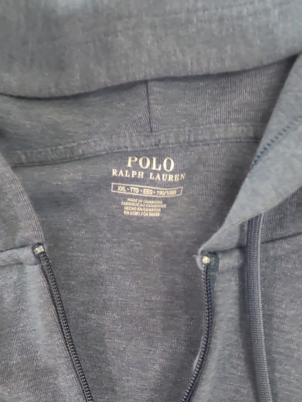 Polo by Ralph Lauren Heathered Navy Full-Zip Hoodie Size XXL - Picture 5 of 12